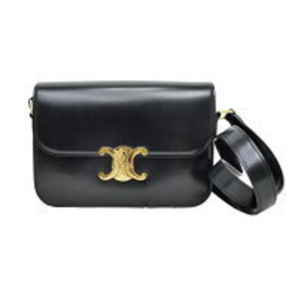 Celine Triomphe Shoulder Bag Black Calfskin - Picture 1 of 9